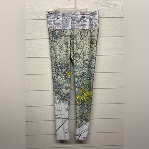 Base Turn Dual Sectional Charts Print Women's Leggings Size Large